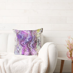 Modern Colourful Eclectic Purple Blue Yellow Cushion