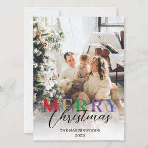 Modern Colourful Elegant Christmas Family Photo Holiday Card