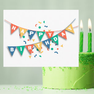 Modern Colourful Elegant Watercolor Happy Birthday Postcard