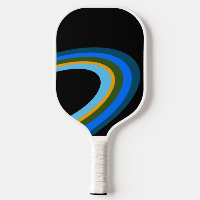 Modern Colourful Elliptical Rings On Bright White Pickleball Paddle (Back)