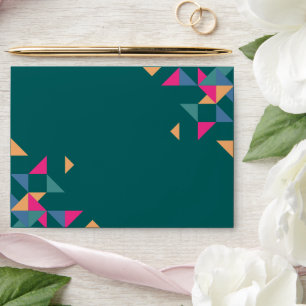 Modern Colourful Emerald Green Geometric Wedding Envelope