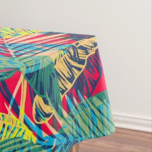 Modern Colourful Exotic Leaves Tablecloth