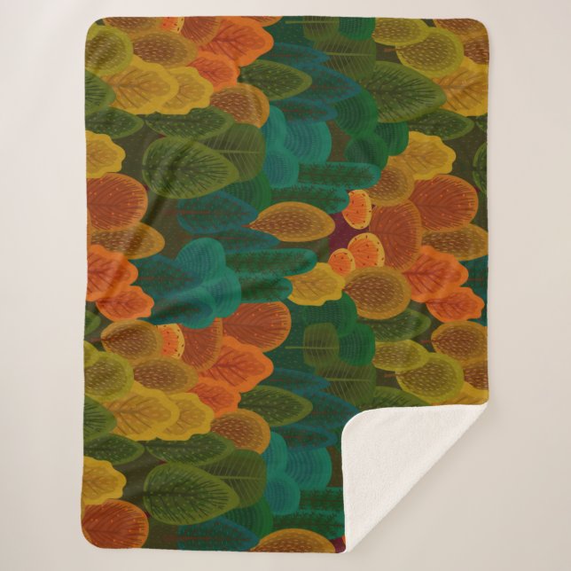 Modern Colourful Fall Trees Sherpa Blanket (Front)