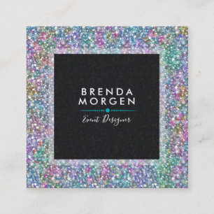 Modern Colourful Faux Glitter Background Square Business Card