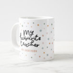 Modern colourful favourite teacher star gift  coff large coffee mug<br><div class="desc">Modern colourful favourite teacher star and script text gift.</div>