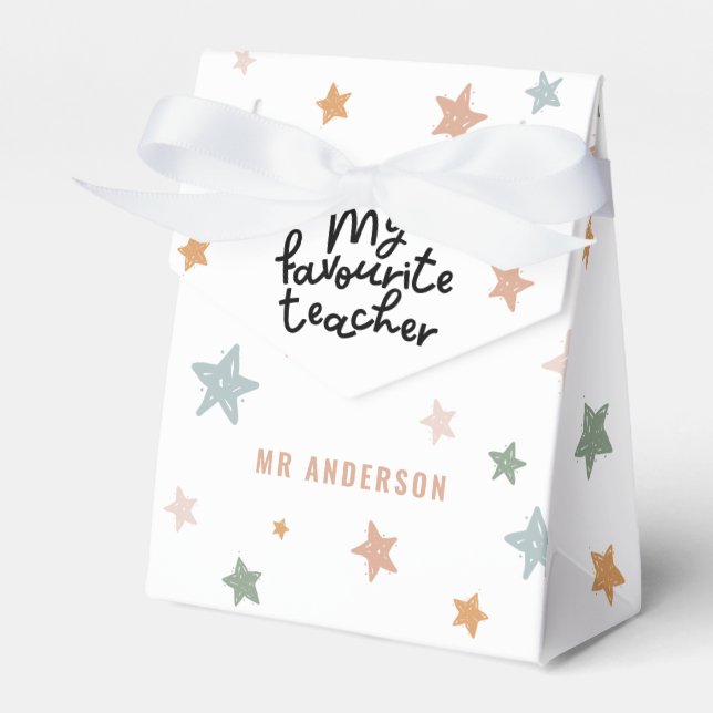 Modern colourful favourite teacher star gift favour box (Front Side)