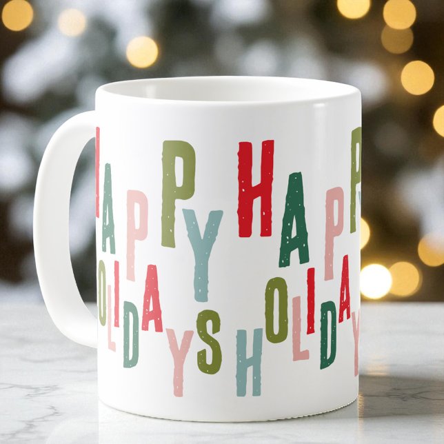 Modern Colourful Festive Happy Holidays Christmas Coffee Mug (Modern Colorful Festive Happy Holidays Christmas Coffee Mug)