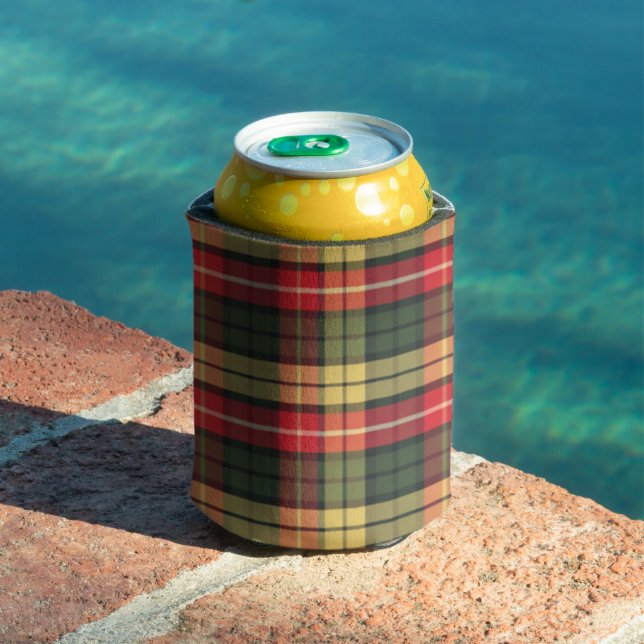 Modern Colourful Festive Plaid Pattern Can Cooler (In Situ Pool)