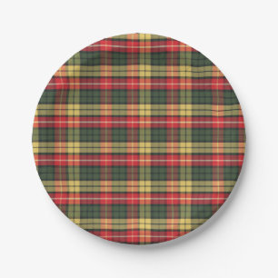 Modern Colourful Festive Plaid Pattern Paper Plate