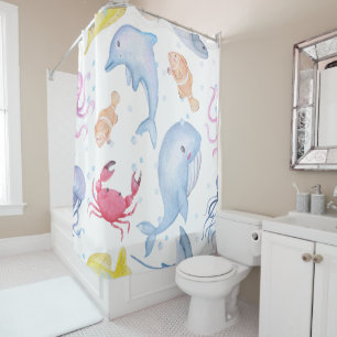 Modern Colourful Fish Shower Curtain Nautical Ocea