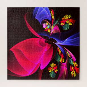 Modern Colourful Floral Abstract Art Pattern #06 Jigsaw Puzzle