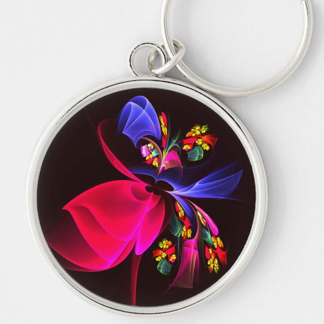 Modern Colourful Floral Abstract Art Pattern #06 Key Ring (Front)