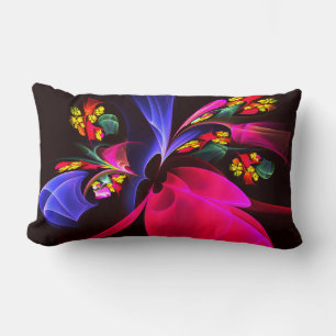 Modern Colourful Floral Abstract Art Pattern #06 Lumbar Cushion