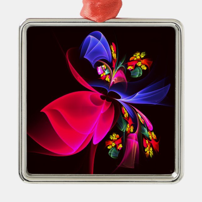 Modern Colourful Floral Abstract Art Pattern #06 Metal Tree Decoration (Front)