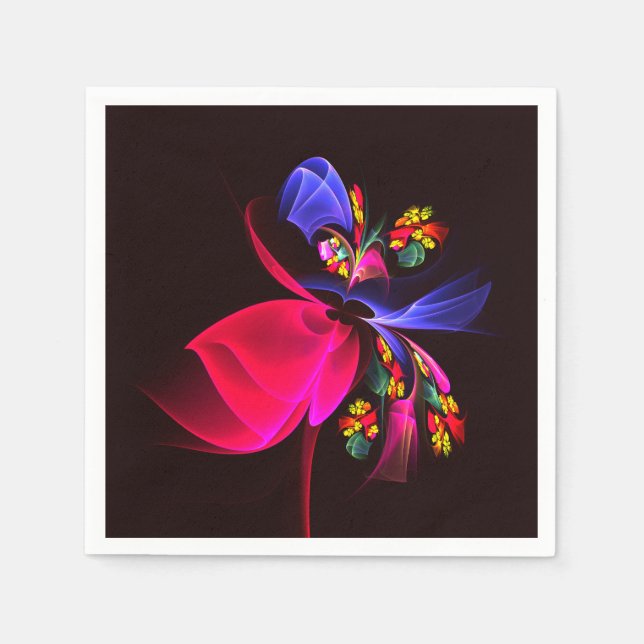 Modern Colourful Floral Abstract Art Pattern #06 Napkin (Front)