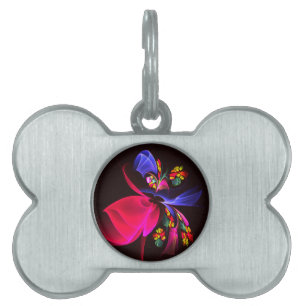 Modern Colourful Floral Abstract Art Pattern #06 Pet ID Tag