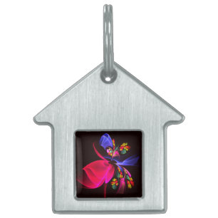 Modern Colourful Floral Abstract Art Pattern #06 Pet ID Tag