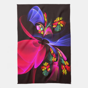 Modern Colourful Floral Abstract Art Pattern #06 Tea Towel