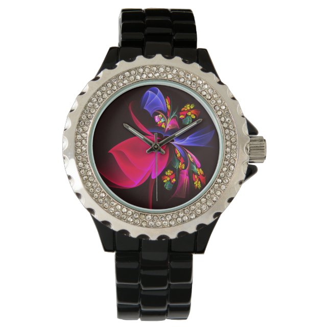 Modern Colourful Floral Abstract Art Pattern #06 Watch (Front)