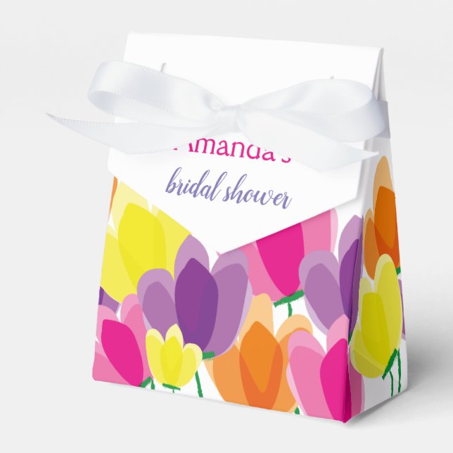 Modern Colourful Floral Bridal Shower  Favour Box (Front Side)