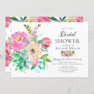 Modern Colourful Floral Bridal Shower Invitations