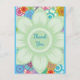 Modern Colourful Floral Custom Text or Thank You Postcard