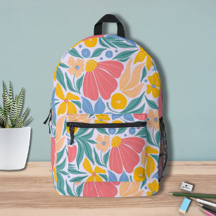 Modern Colourful Floral Flower Botanical Pattern Printed Backpack