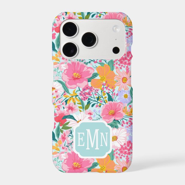 Modern Colourful Floral Garden Monogrammed (Back)