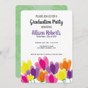 Modern colourful floral graduation party invitatio invitation