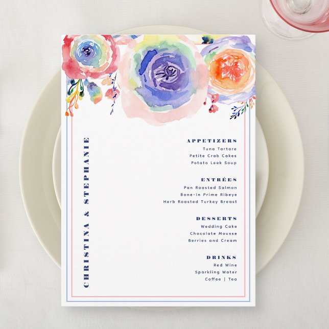 Modern Colourful Floral LGBTQ Wedding Menu (Creator Uploaded)