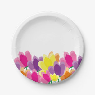 Modern Colourful Floral Paper Plate