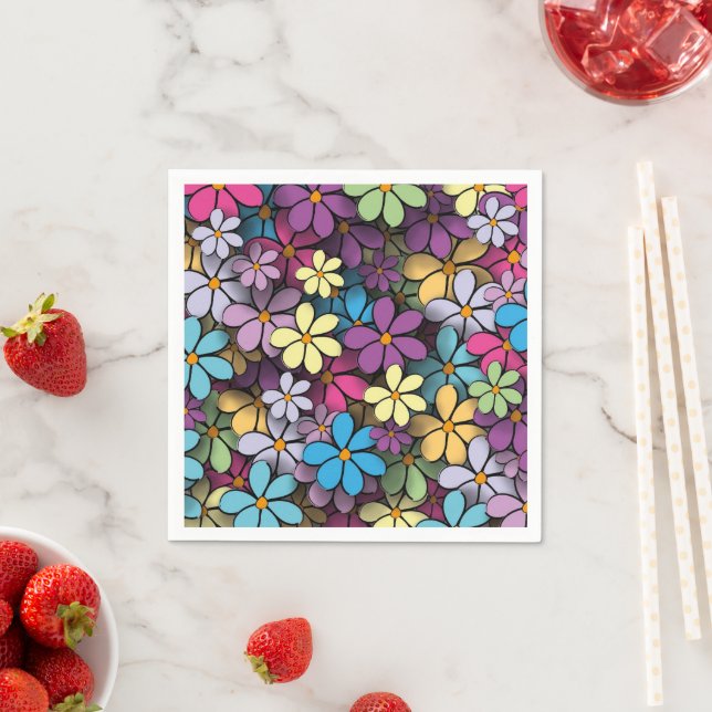Modern Colourful Floral Pattern Napkin (Insitu)