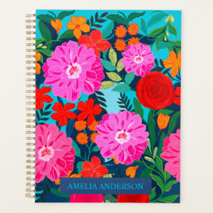 Modern Colourful floral personalised name Planner