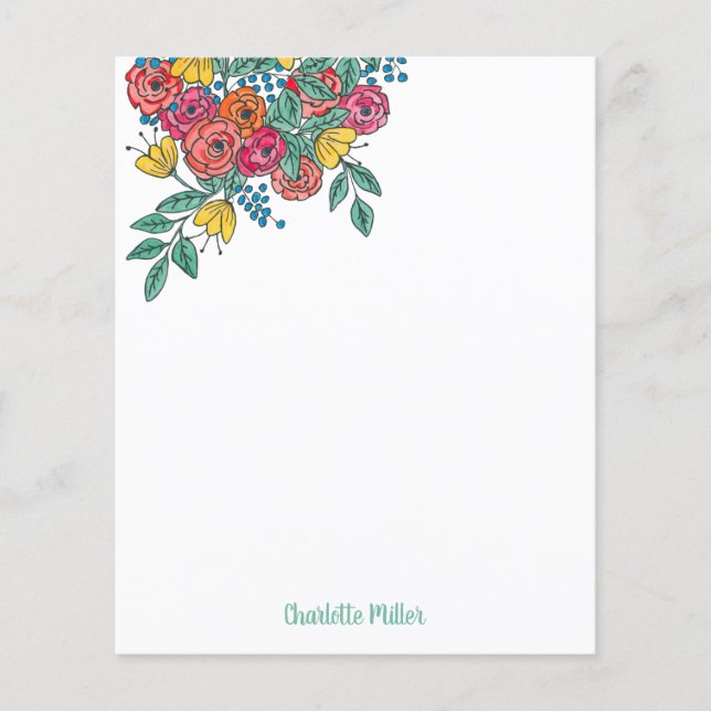 Modern Colourful Floral Personalised Stationery (Front)