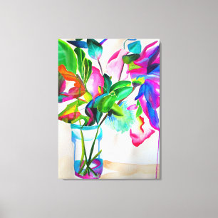 Modern colourful floral still life watercolor Art Canvas Print