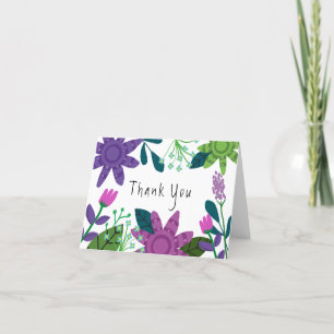 Modern Colourful Floral  Thank You Card