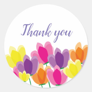 Modern Colourful Floral Thank You   Classic Round Sticker