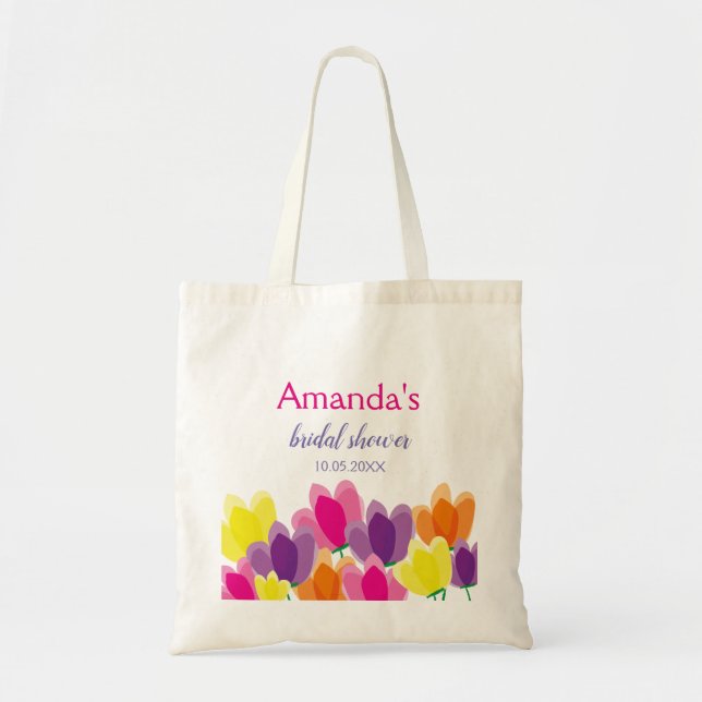 Modern Colourful Floral Tote Bag (Front)