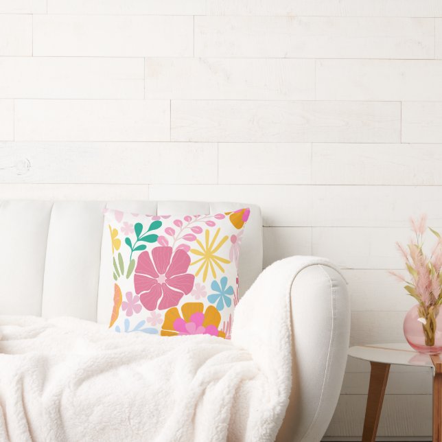 Modern colourful floral White Cushion (Couch)
