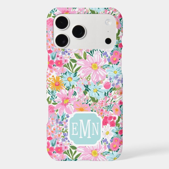 Modern Colourful Flower Garden Monogrammed (Back)