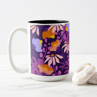 Modern Colourful Flower Two-Tone Coffee Mug