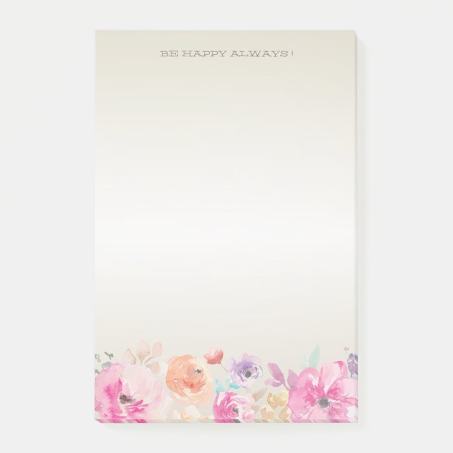 Modern Colourful Flowers-Personalised Post-it Notes (Front)