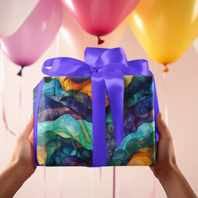 Modern Colourful Fluid Art Painting Alcohol ink Wrapping Paper (Creator Uploaded)