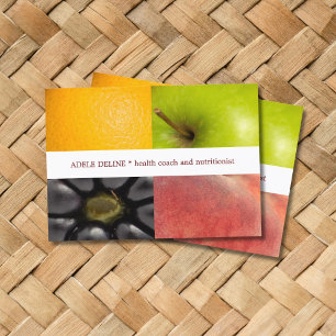 Modern Colourful Fruits Health Coach Nutritionist Business Card