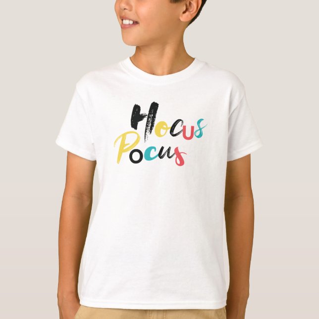 Modern, colourful, fun, cool, trendy Hocus Locus T-Shirt (Front)