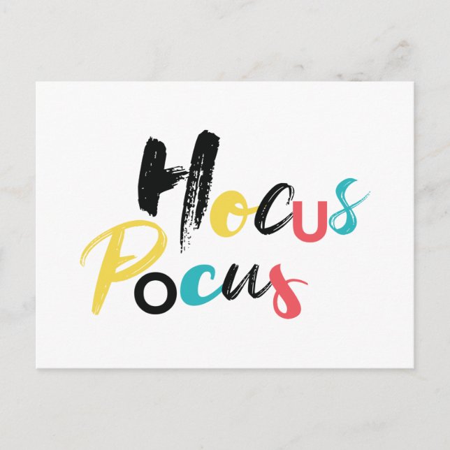 Modern, colourful, fun, cool, trendy Hocus Pocus Postcard (Front)
