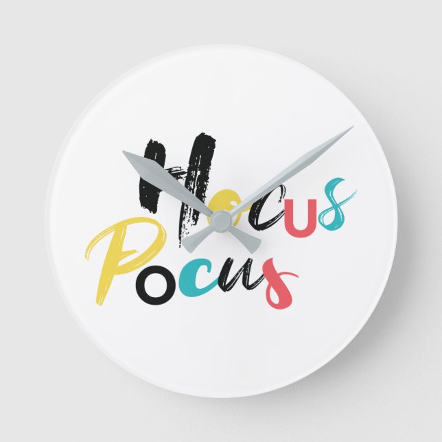Modern, colourful, fun, cool, trendy Hocus Pocus Round Clock (Front)
