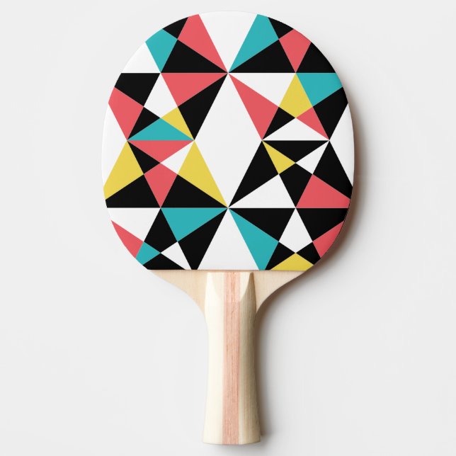 Modern, colourful, fun, trendy, geometric pattern ping pong paddle (Front)