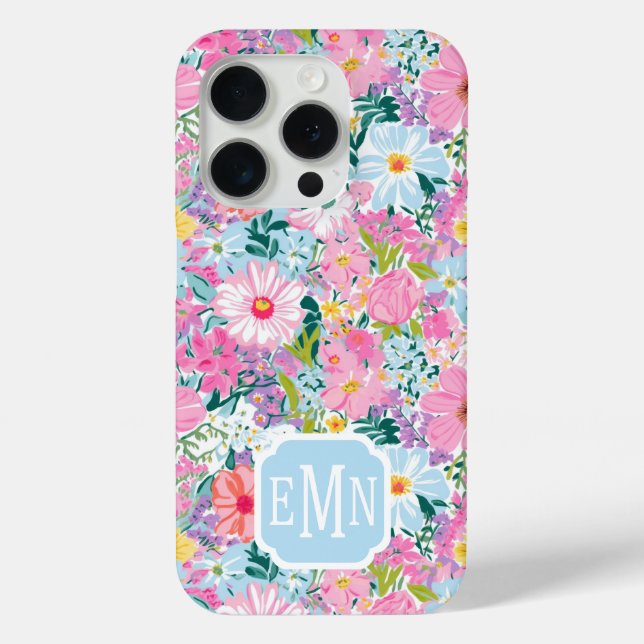 Modern Colourful Garden Monogrammed Case-Mate iPhone Case (Back)