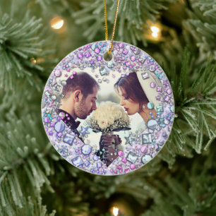 Modern Colourful Gems Heart Shaped Ceramic Tree Decoration